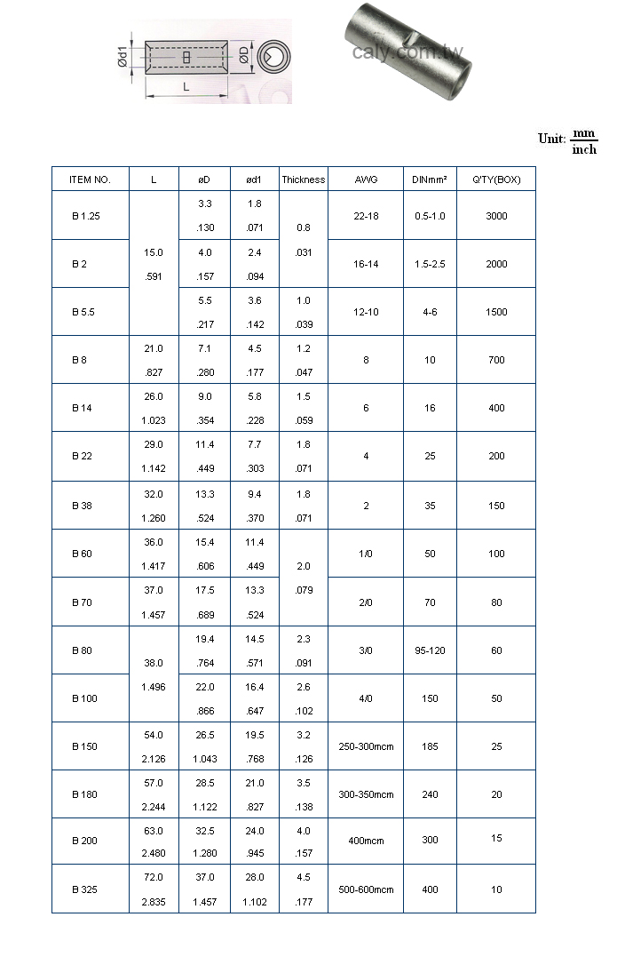 红铜管中接式套管端子