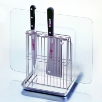 Knife and Cutting Board Rack With Tray