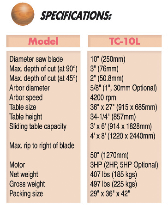 TC-10 10” Tilting Arbor Saw