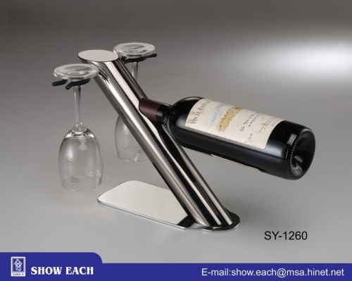 红酒杯架2入+红酒瓶1入收纳铁架 SY-1260
