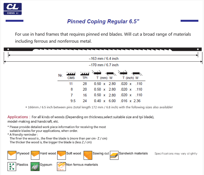 Pinned Coping Regular 6.5