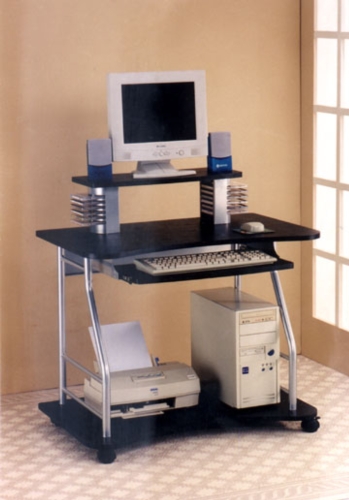 SILVER COMPUTER DESK W/CD RACK