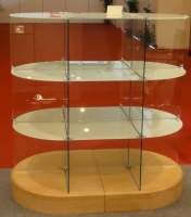 Glass display showcase-Oval-shaped