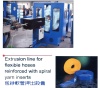 Extrusion line for flexible hoses reinforced with spiral yarn inserts