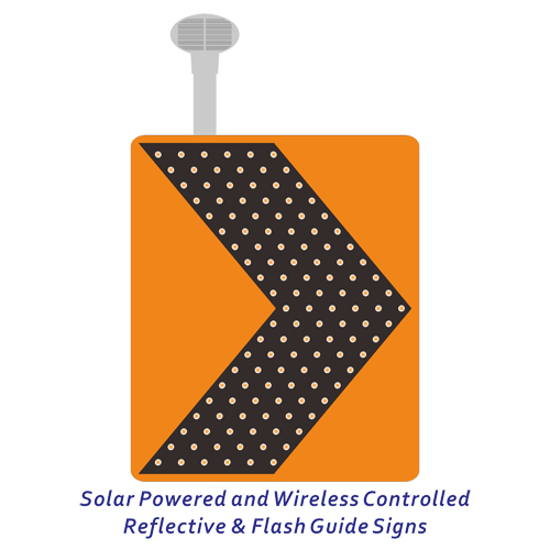 Solar Energy/Wireless Controlled Reflective & Flash Guide Signs