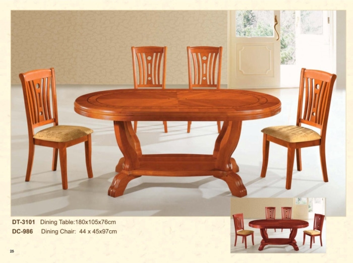 木製橢圓桌 3101 / 餐椅 986