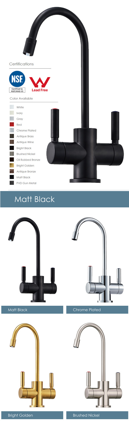 Hot & Cold and Cold & Sparkling Faucet-NPHCD12CP-NSF/WPHCD12CP-WATERMARK