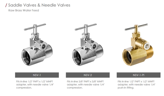 SADDLE VALVES & NEEDLE VALVES  RAW BRASS WATER FEED