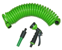 3/8” 25FT coil hose with plastic connector and plastic trigger nozzle