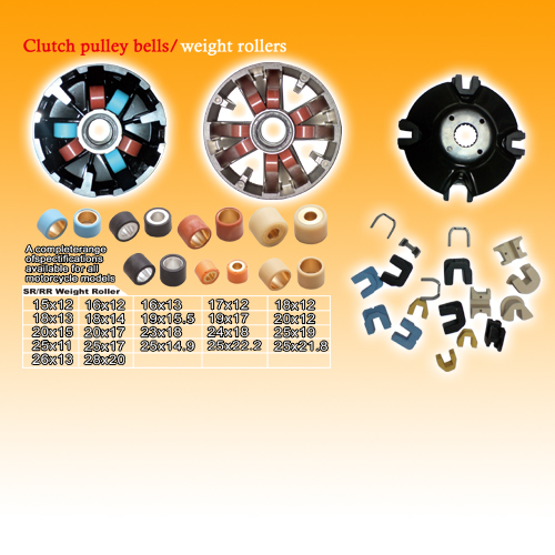 Clutch pulley bells/weight rollers