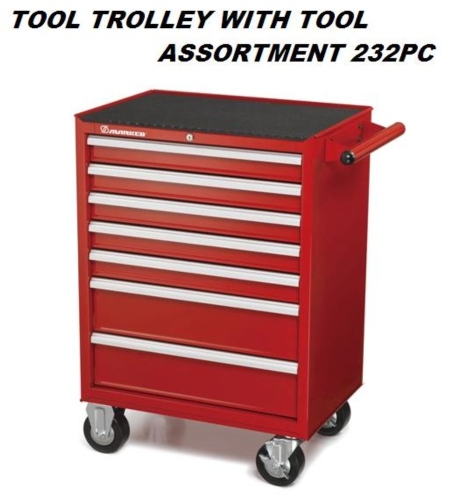 TOOL TROLLEY WITH TOOL ASSORTMENT 232PC