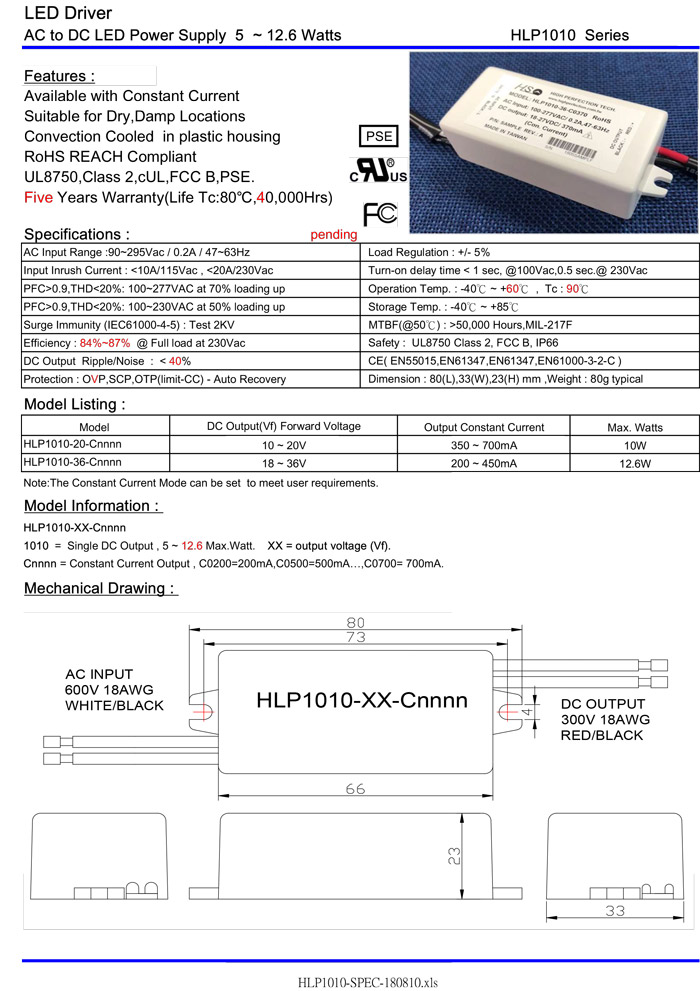HLP1010 Series - AC to DC LED Switching HLP1010 Series - AC to DC LED Switching