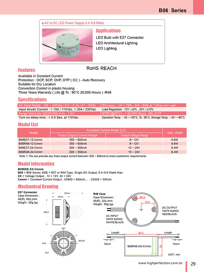 B06 Series - LED Driver - Switching Power Supply