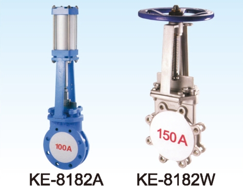 KE-8182A KNIFE GATE VALVE, PNEUMATIC TYPE
KE-8182W KINFE GATE VALVE, MANUAL TYPE