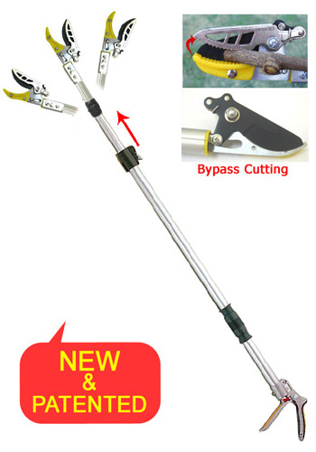 Telescopic Length Long Reach Pruner with Adjustable Angle Head