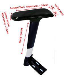 Adjustable Adjustable Arm Rest S1 Bracket with 4D Multi-function  Arm Pad (CH&BK)