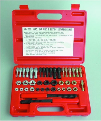 43PC UNF, UNC & METRIC RETHREADER KIT 43PC UNF, UNC & METRIC RETHREADER KIT