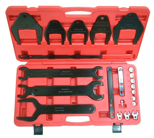 24PC. Fan Clutch Removing/Installing Set & Serpentine Belt Tool & Accessories 24PC. Fan Clutch Removing/Installing Set & Serpentine Belt Tool & Accessories