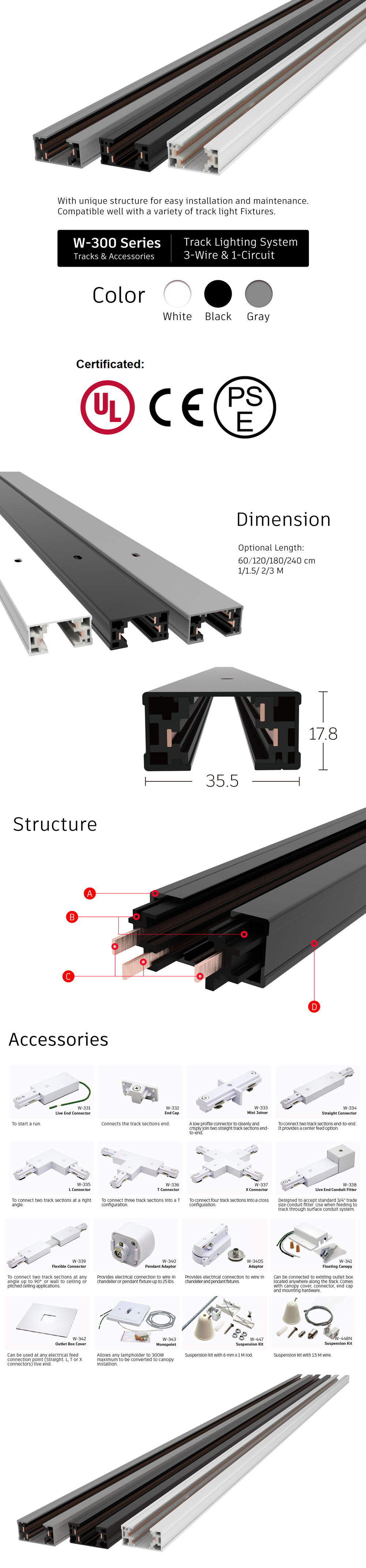 Three Wire Track Lighting System (Halo system)