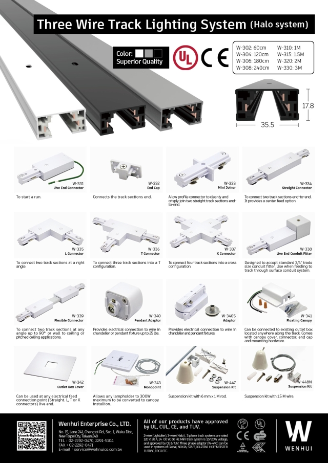 Three Wire Track Lighting System (Halo system)