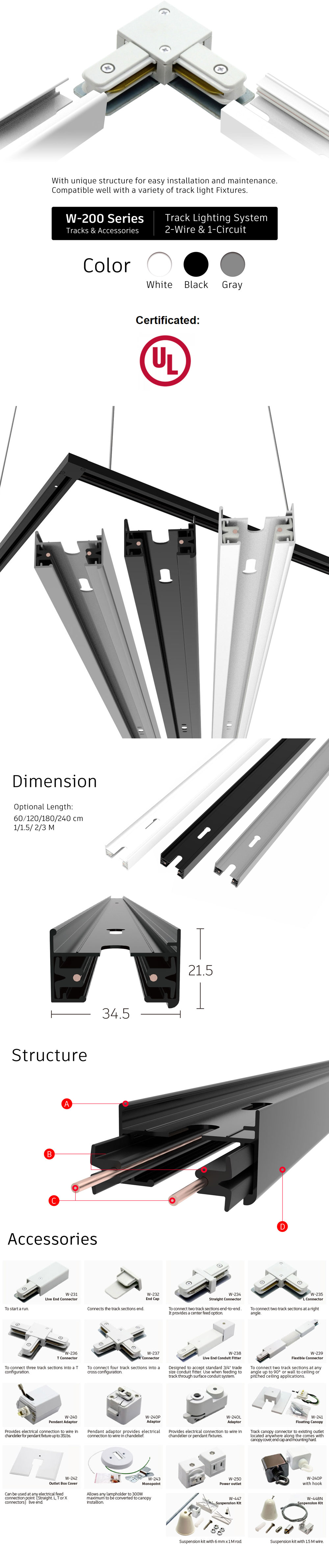 Two Wire Track Lighting System (Lightolier system), Building Hardware, Semi-finished Furniture, Hardware Parts and Accessories, Furniture, Parts  & Accessories