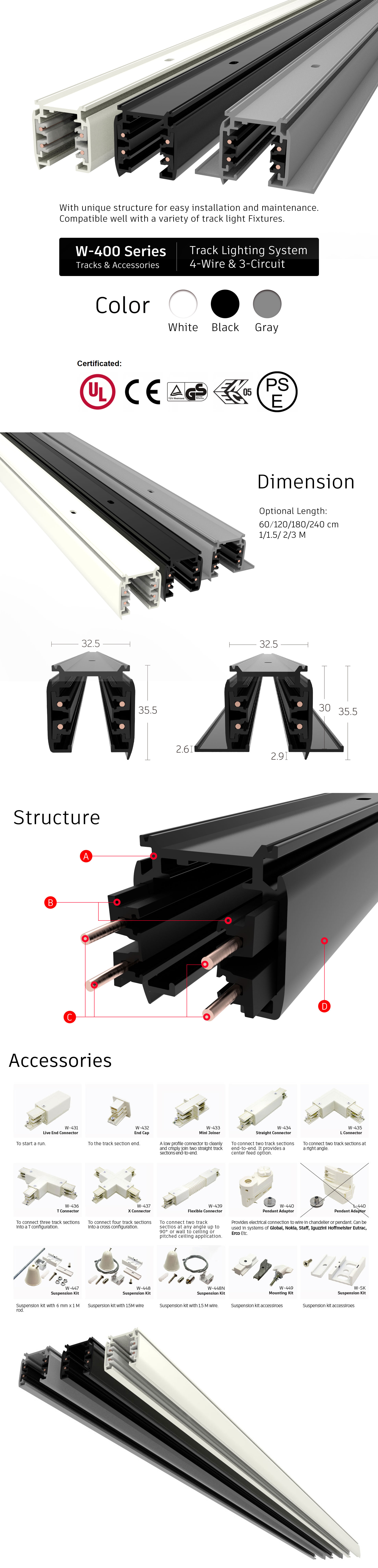 Four Wire Track Lighting System