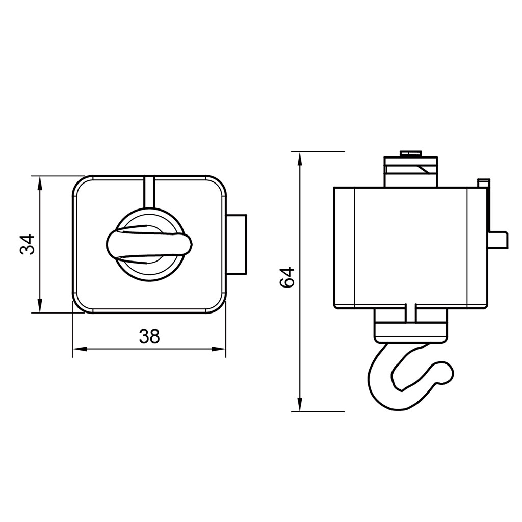 Suspension hook for 2 wire track light