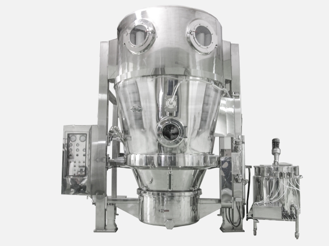 Granulating Machine With Moving Spray-Dry Device Granulating Machine With Moving Spray-Dry Device