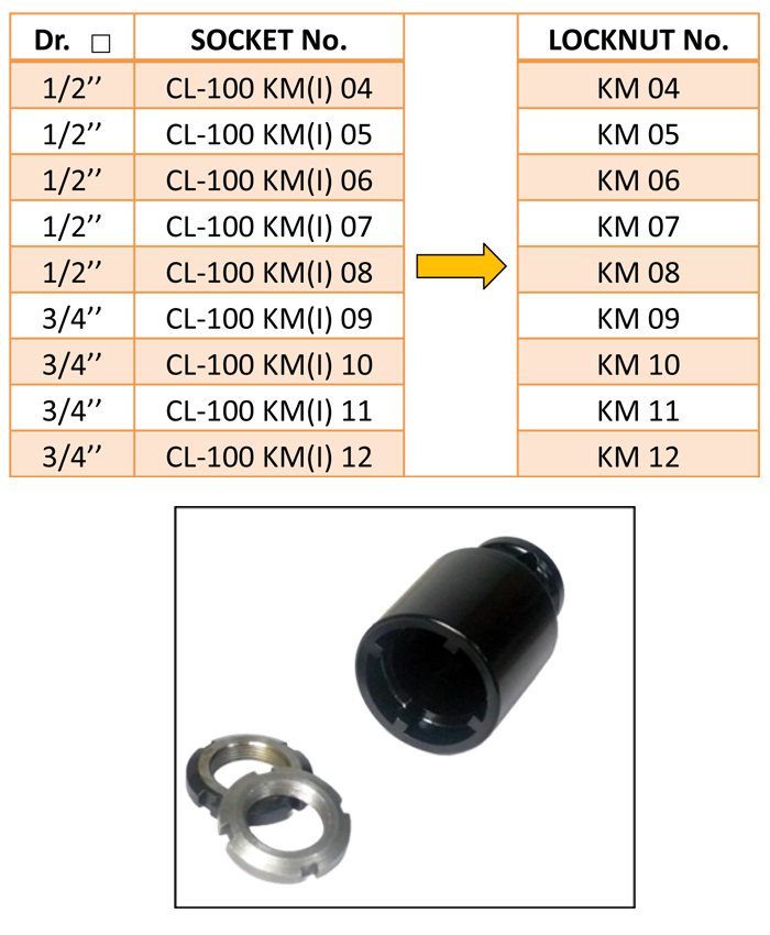 9-piece Special Socket Set with Inside Teeth for Locknuts