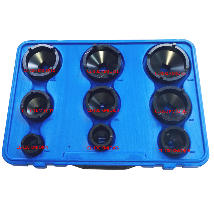 9-piece Special Socket Set with Outer Teeth for Locknuts