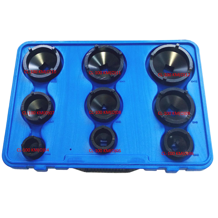 9-piece Special Socket Set with Outer Teeth for Locknuts 9-piece Special Socket Set with Outer Teeth for Locknuts