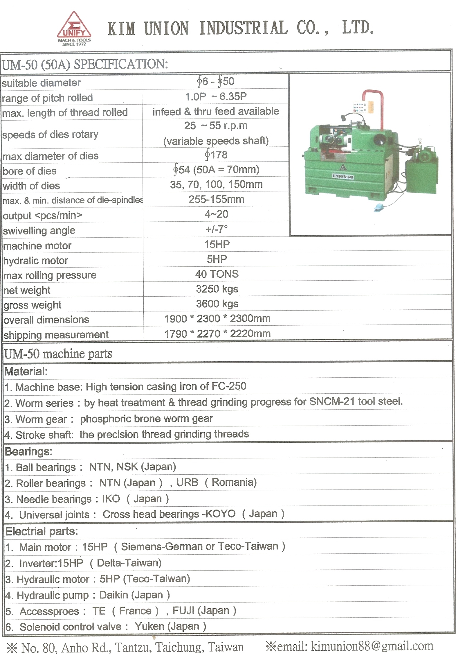 Hydraulic thru feed type thread rolling machine