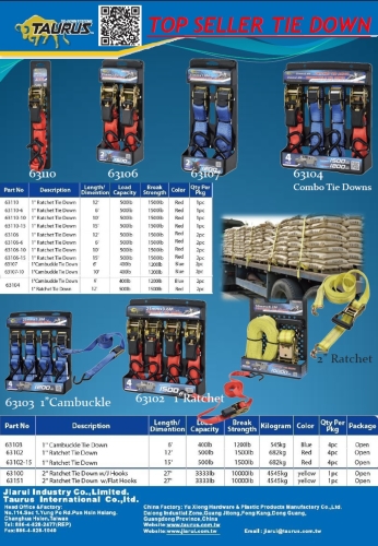 TOP Seller of Ratchet & Cambuckle Tie Downs