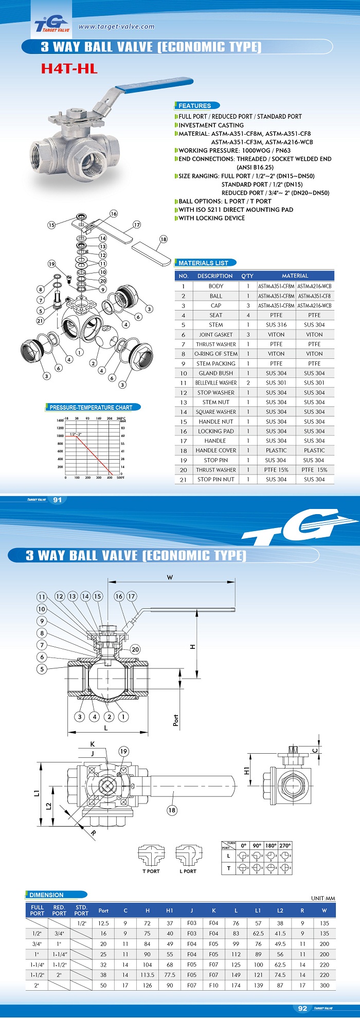 3 Way Ball Valve (ENCONOMIC TYPE)