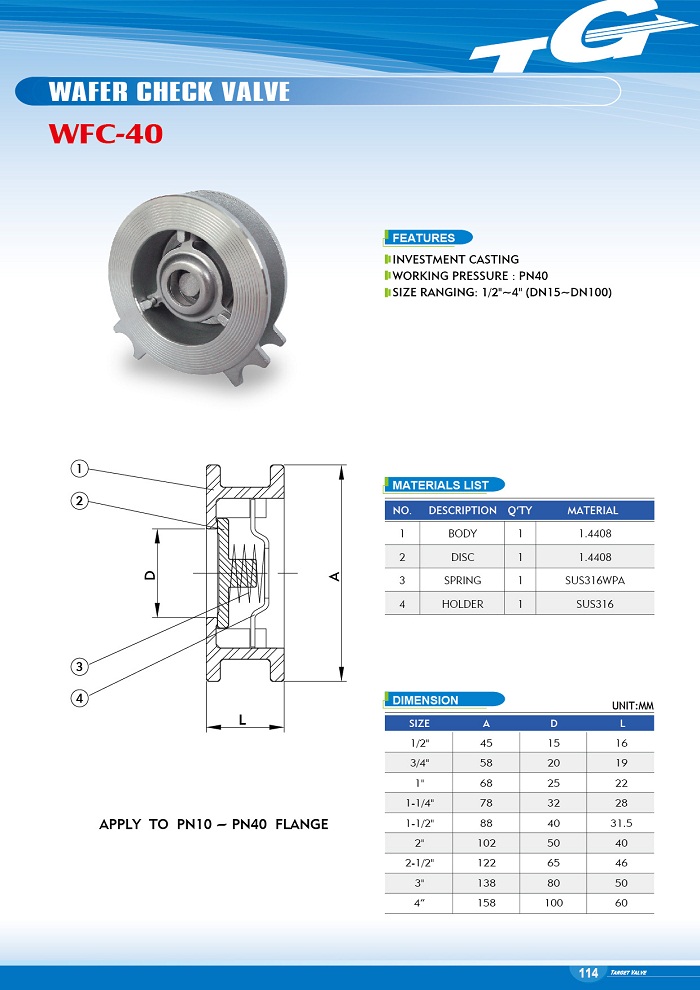 WAFER CHECK VALVE