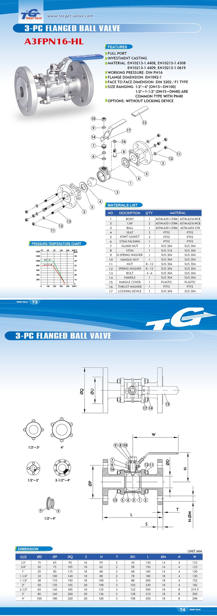 3-PC Flanged Ball Valve (PN16)