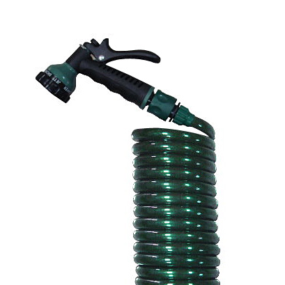 Garden Coil Hose With 7-Pattern Spray nozzle