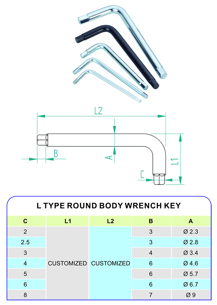 L Type Round Body Wrench Key