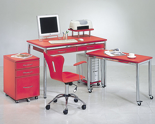办公书桌/电脑桌搭配活动档案柜及活动侧桌与OA办公椅   