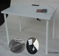 Computer table with USB charger and power sockets