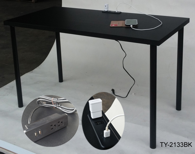 Computer table with USB charger and power sockets Computer table with USB charger and power sockets