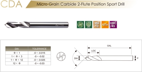 Solid Carbide 2-Flute Position Sport Drill