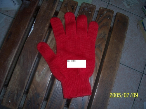 red cotton gloves , working  gloves