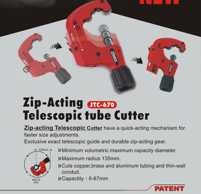 Zip-Acting Telescopic tube cutter