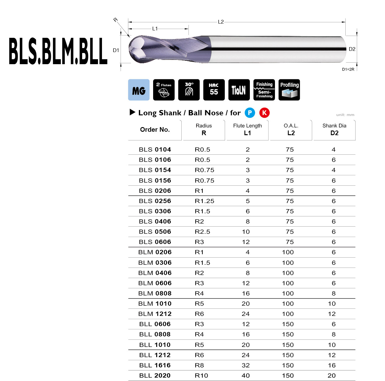 Ball End Mills,Long Shank