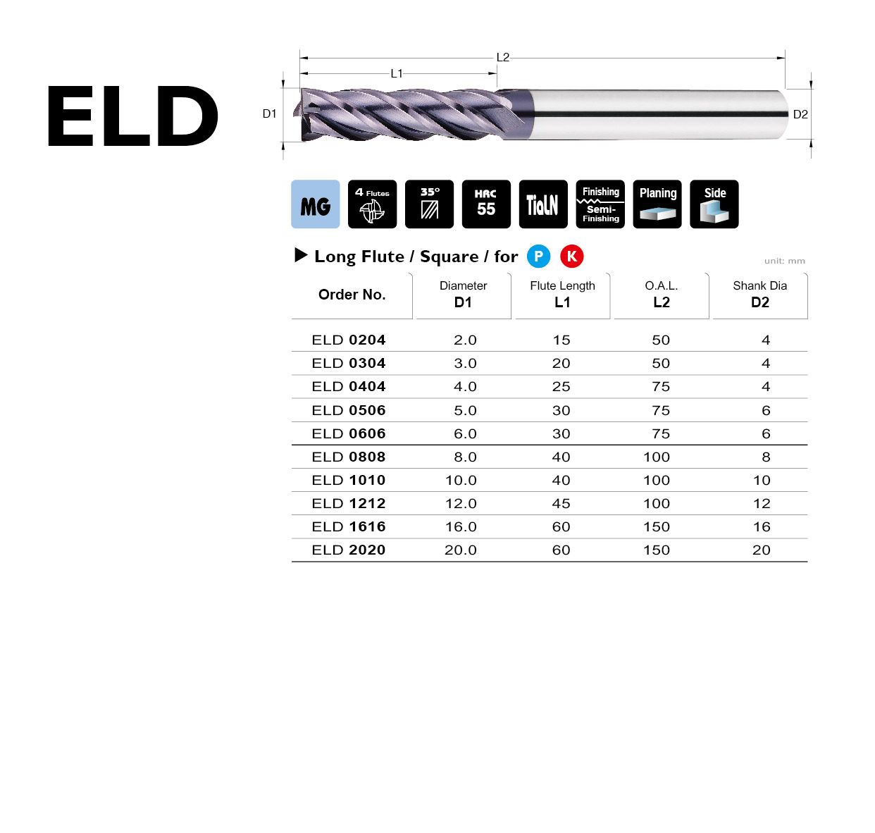 Long Flute Flat End Mills