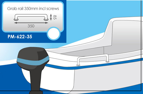 Grab Rail 350mm Incl Screws Stainless Steeltubing:25mm Dia