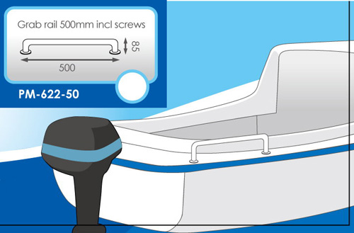 Grab Rail 500mm Incl Screws Stainless Steeltubing:25mm Dia