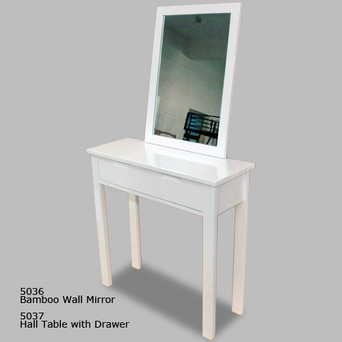 Bamboo Wall Mirror & Hall Table with Drawer Bamboo Wall Mirror & Hall Table with Drawer