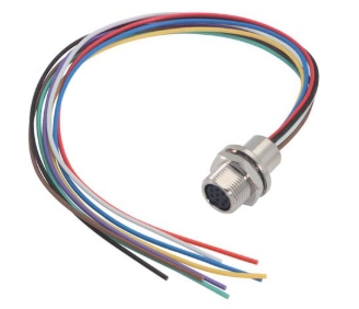 Rear Panel Mount Mini DIN 8 Adapters with 8 Leads